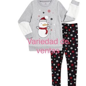 Girls Faux Fur Critter Sweater and Printed Leggings Outfit Set, 2-Piece, Size 6